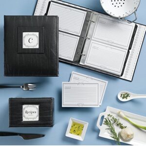 C.R. Gibson Bonded 3 Ring Recipe Book with Tabbed Dividers and Sheet Protectors, 8.94'' x 9.38'', Black Leather