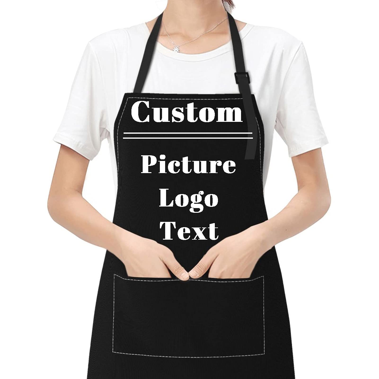 tobato Personalized Custom Apron For Women Men Kitchen Cooking Aprons Customized with Pockets Name Text Logo Picture