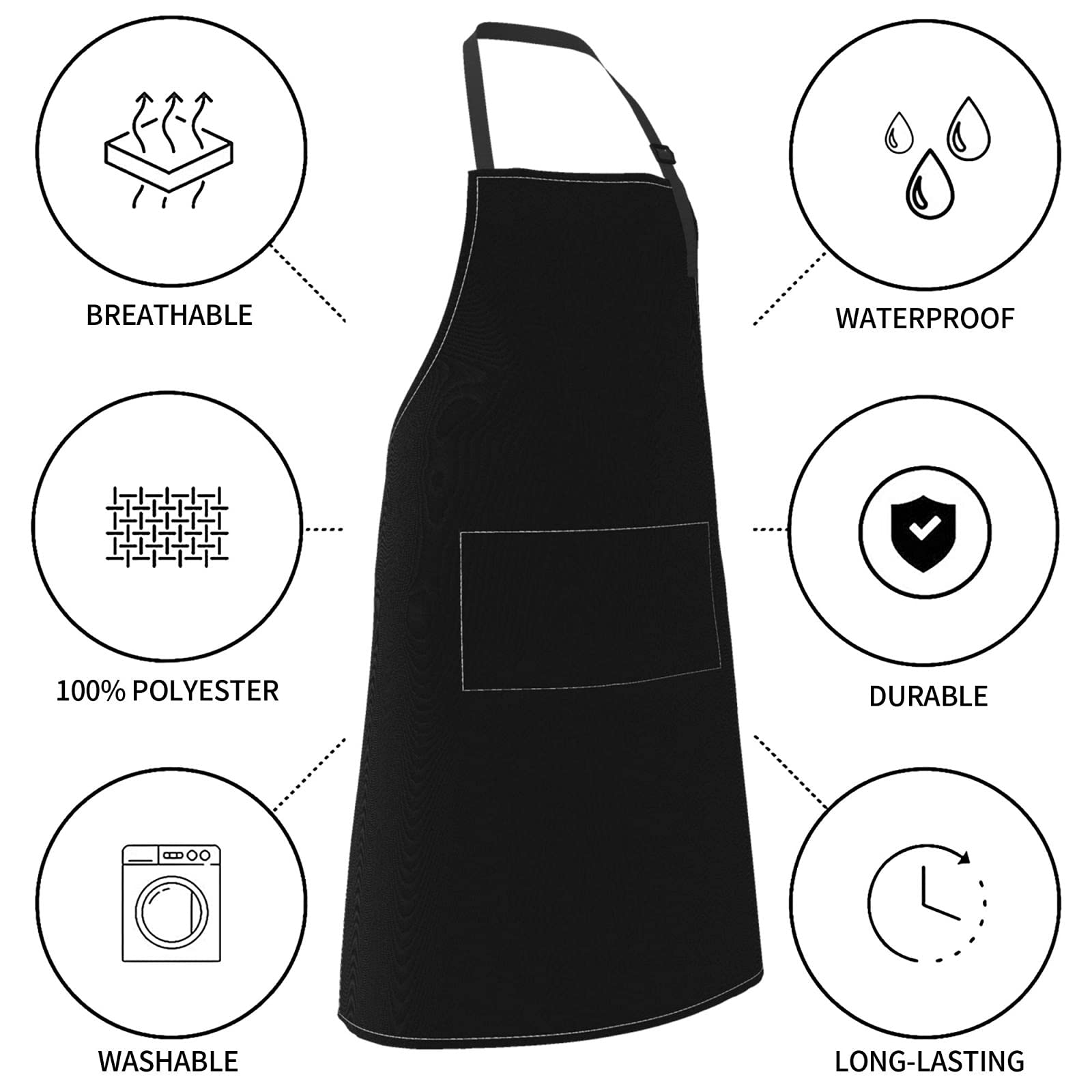 tobato Personalized Custom Apron For Women Men Kitchen Cooking Aprons Customized with Pockets Name Text Logo Picture