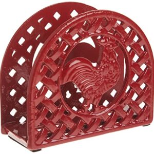 Home Basics Cast Iron Rooster Napkin Holder (Red)