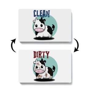 youfangworkshop funny cute cow clean dirty dishwasher magnet, double sided strong kitchen flip indicator, reversible refrigerator dish washer laundry room accessories decor magnet