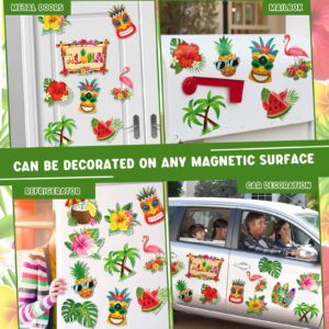 13 Pcs Summer Beach Car Magnets Cruise Door Magnets Decorations Pineapple Palm Tree Refrigerator Magnets Hawaii Tropical Magnets Fridge Decor Flamingo Magnetic Decals Sticker for Fridge