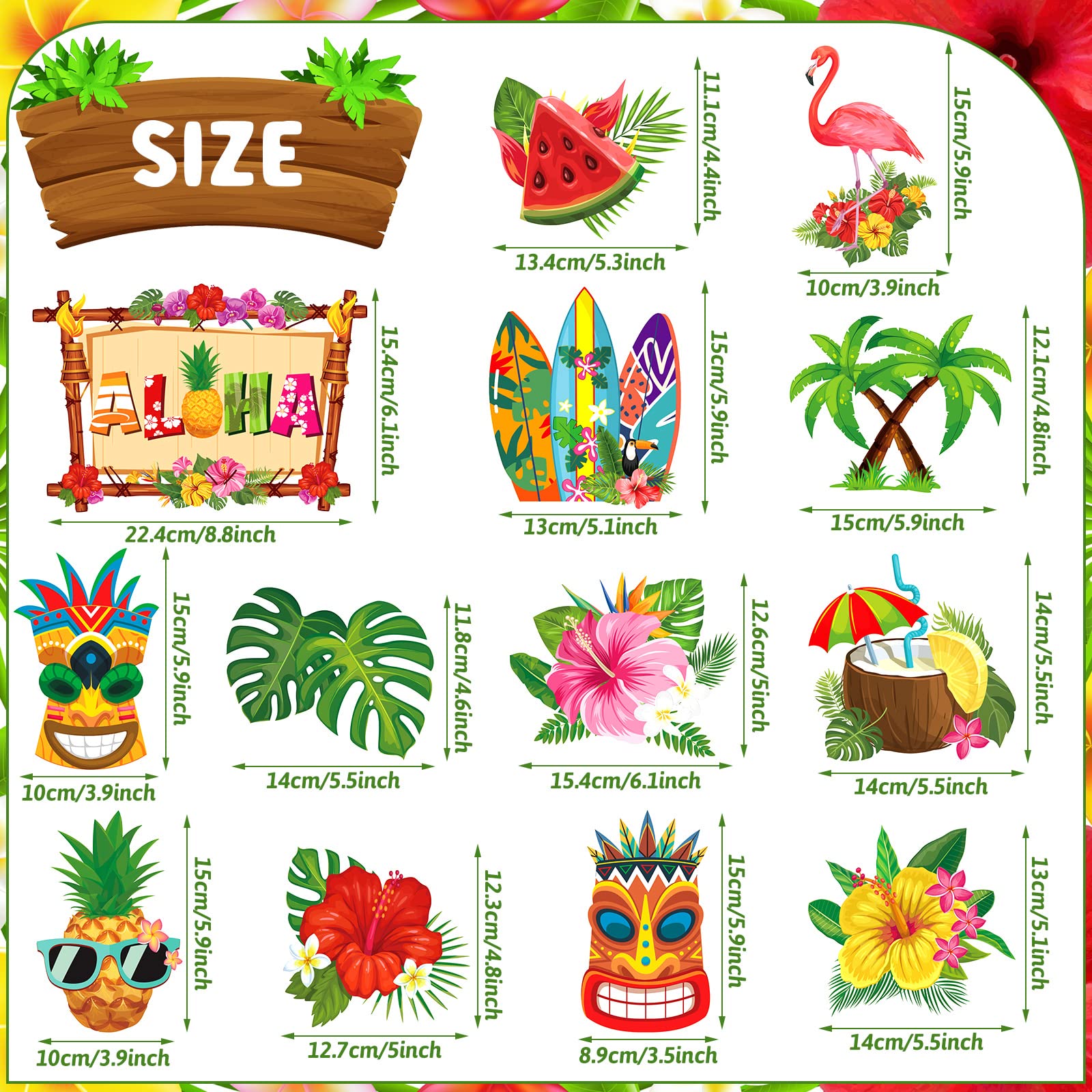 13 Pcs Summer Beach Car Magnets Cruise Door Magnets Decorations Pineapple Palm Tree Refrigerator Magnets Hawaii Tropical Magnets Fridge Decor Flamingo Magnetic Decals Sticker for Fridge