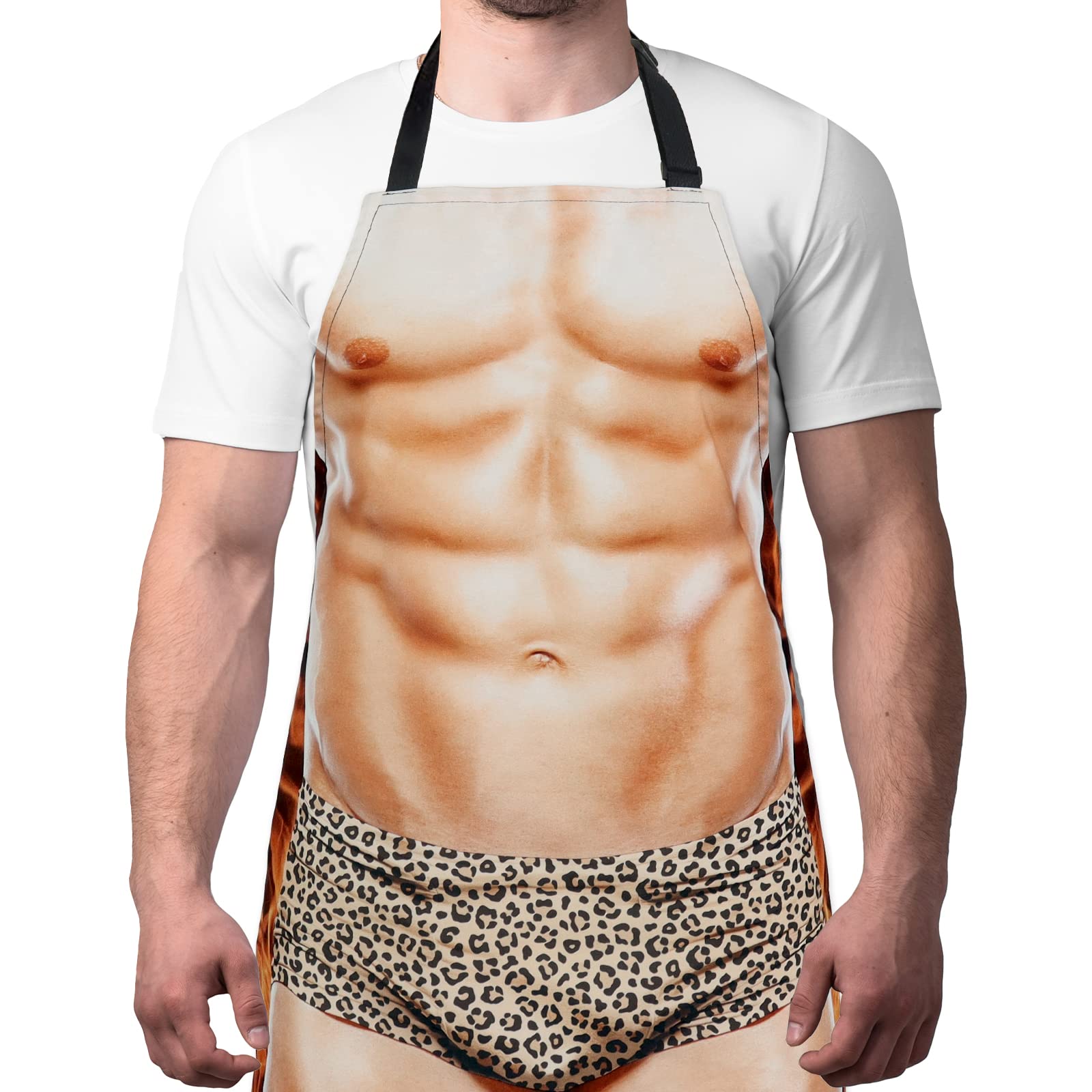 A AIFAMY Funny Men Cooking Grilling Aprons Muscles Guy BBQ Funny Gag Gifts for Christmas, White Elephant Gift Exchange (Muscleman 2, One Size)