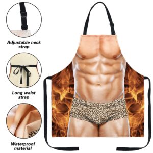 A AIFAMY Funny Men Cooking Grilling Aprons Muscles Guy BBQ Funny Gag Gifts for Christmas, White Elephant Gift Exchange (Muscleman 2, One Size)