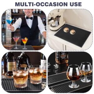 Bar Mat Spill Mat for Cocktail and Coffee Bar Set of 4 Nonslip Flexible Rubber Bar Service Spill Mat Barber Mats Dish Drying Mat (24" x 12"+18" x 12"+23" x 3"+12" x 6" Black)