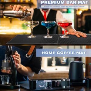 Bar Mat Spill Mat for Cocktail and Coffee Bar Set of 4 Nonslip Flexible Rubber Bar Service Spill Mat Barber Mats Dish Drying Mat (24" x 12"+18" x 12"+23" x 3"+12" x 6" Black)