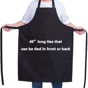 ALIPOBO Waterproof Apron for Men and Women, Durable Heavy Duty Extra Long Adjustable Bib Apron for Kitchen Cooking, Dish Washing, Butcher, Dog Grooming, Lab work, Black