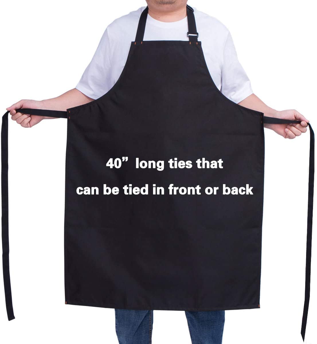 ALIPOBO Waterproof Apron for Men and Women, Durable Heavy Duty Extra Long Adjustable Bib Apron for Kitchen Cooking, Dish Washing, Butcher, Dog Grooming, Lab work, Black