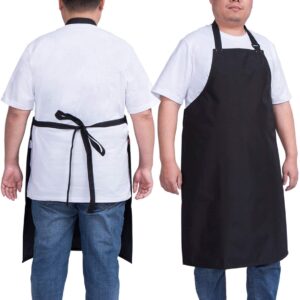 ALIPOBO Waterproof Apron for Men and Women, Durable Heavy Duty Extra Long Adjustable Bib Apron for Kitchen Cooking, Dish Washing, Butcher, Dog Grooming, Lab work, Black