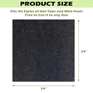 Royxen Hot Tub Mat 74" x 74" Hot Tub Floor Protector Water-Absorbing Anti-Slip Floor Mat Washable Equipment Mat