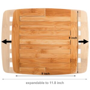 Yarlung 2 Pack Bamboo Trivet Expandable 9 Inch to 11.8 Inch, Square Hot Pad Trivet Wooden Heat Resistant Mat for Hot Dishes, Bowls, Plates, Pots and Pans, Tabletop Protection