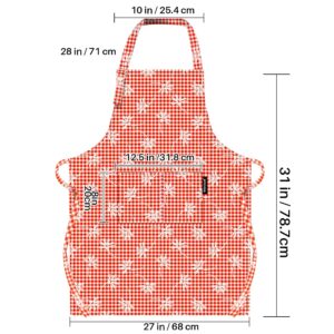 Genixart Kitchen Cooking Apron with Gift Box Pack, Adjustable Bib Chef Aprons in Large Size with Pockets for Women/Men, 100% Cotton Arts & Crafts Apron for Restaurant, Cafe, Shop (2pcs for Couples)