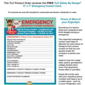 TLC Safety By Design Premium Toxic and Safe Plants & Flowers Poison for Pets Dogs Cats Emergency Large Format Veterinarian Approved Refrigerator Safety Magnet 8.5” x 11”