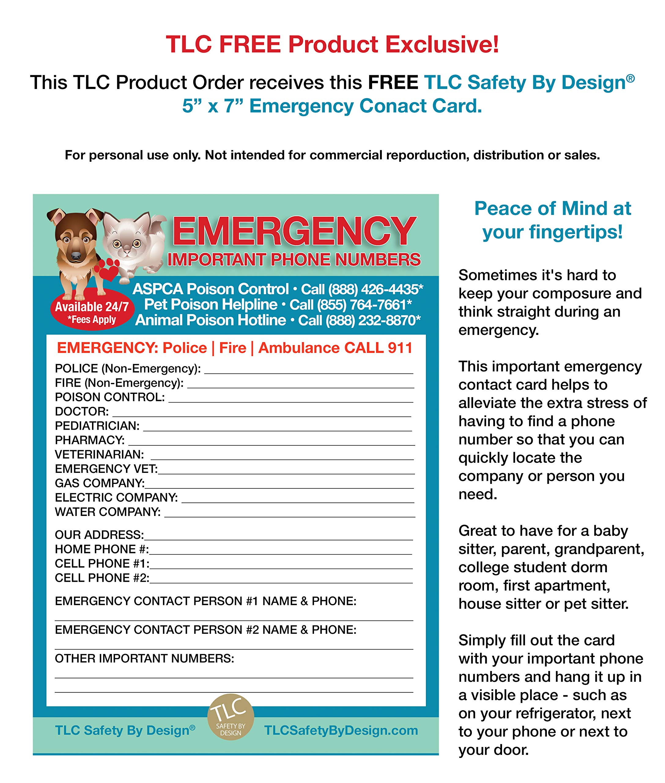 TLC Safety By Design Premium Toxic and Safe Plants & Flowers Poison for Pets Dogs Cats Emergency Large Format Veterinarian Approved Refrigerator Safety Magnet 8.5” x 11”