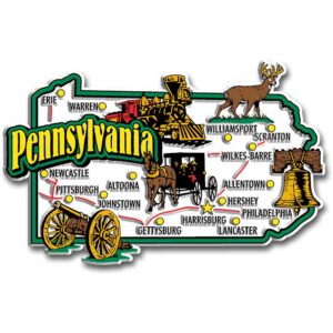 pennsylvania jumbo state magnet by classic magnets, 4.3" x 2.7", collectible souvenirs made in the usa