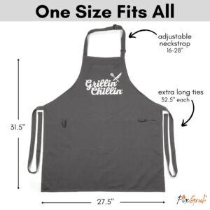 FixGrub Grilling Aprons for Men and Women with Three Pockets 100% Cotton