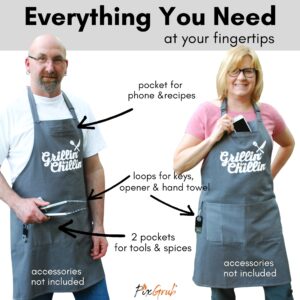 FixGrub Grilling Aprons for Men and Women with Three Pockets 100% Cotton