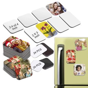 48 pcs sublimation blank fridge magnets for refrigerator, sublimation printing blank and magnetic sticker, diy magnetic fridge magnet for home kitchen microwave wall door decor (6 x 6cm, 5 x 7.5 cm)