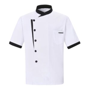 Nanxson Unisex Chef Jacket Men's Chef Coat Restaurant Kitchen Chef Uniform CFM0016 (White Shortsleeve, M)