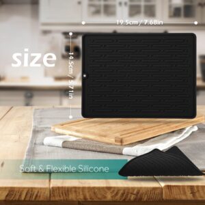 GeeRic Dish Drying Mats, Heat-resistant Silicone Mat for Kitchen Counter, Non-Slip Dish Dry Mat Dishwasher Safe Small, Black