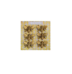 creative co-op six pewter bee magnets on a card
