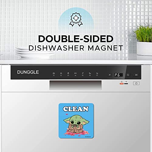 DUNGGLE Dishwasher Magnet Clean Dirty Sign Indicator, Washing Machine Magnet Double Sided Kitchen Dish Washer Refrigerator Magnet Flip with Magnetic Plate