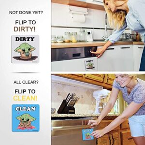 DUNGGLE Dishwasher Magnet Clean Dirty Sign Indicator, Washing Machine Magnet Double Sided Kitchen Dish Washer Refrigerator Magnet Flip with Magnetic Plate