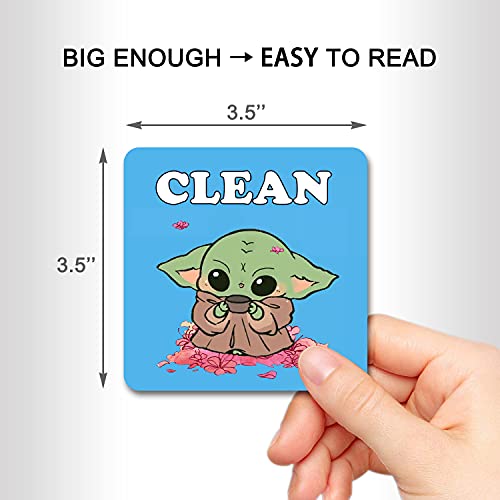 DUNGGLE Dishwasher Magnet Clean Dirty Sign Indicator, Washing Machine Magnet Double Sided Kitchen Dish Washer Refrigerator Magnet Flip with Magnetic Plate