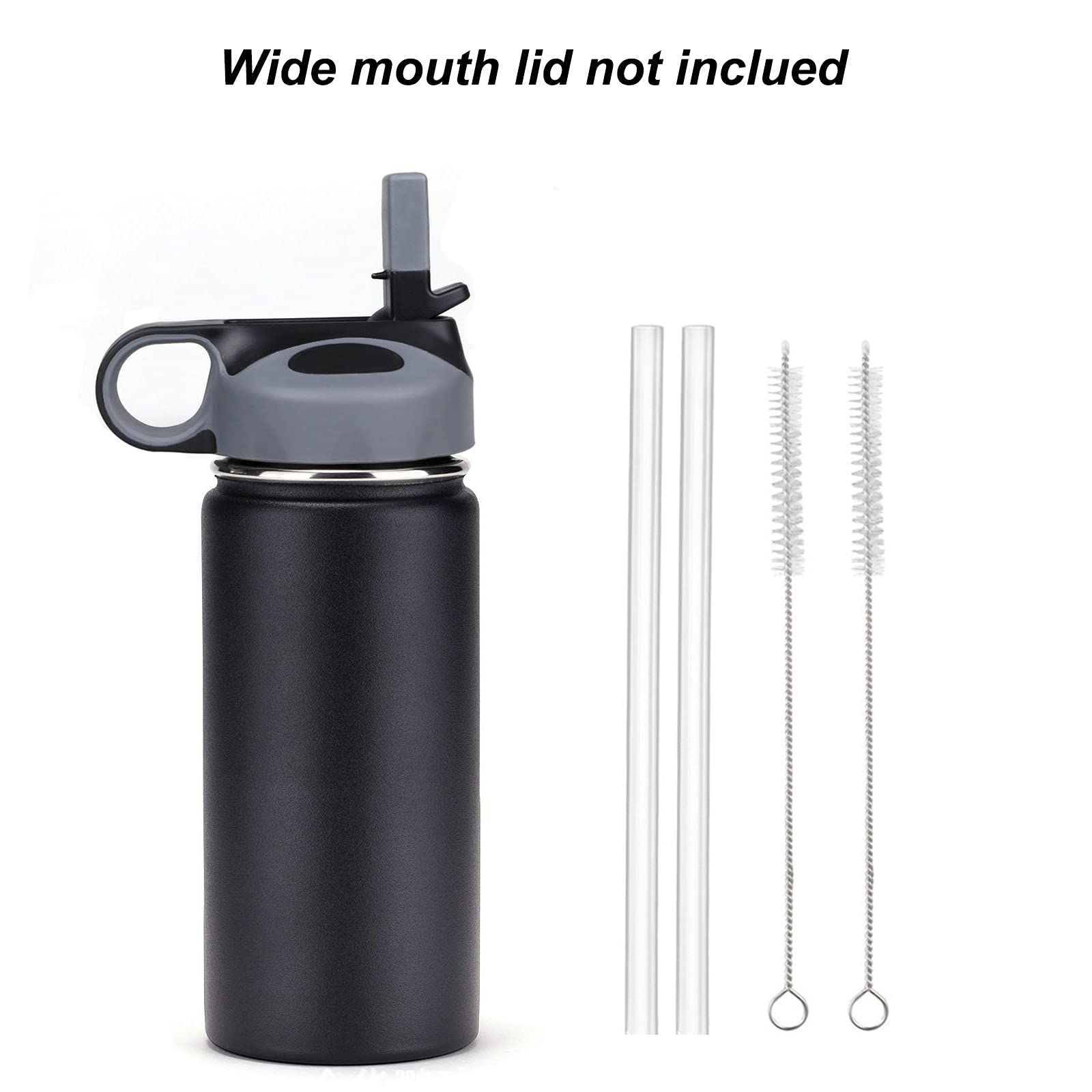 WAFJAMF 8 Replacement Hydroflask Straw with 4 Straw Brush,Compatible with Wide Mouth Bottle Straw Lid, BPA Free