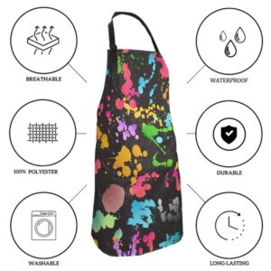 Sweetshow Artist Apron with 2 Pockets and Adjustable Neck Waterproof Colorful Painting Aprons Art Smock Oil Paint Aprons for Adults Women Men Painter Kitchen Cooking Baking Bistro Chef