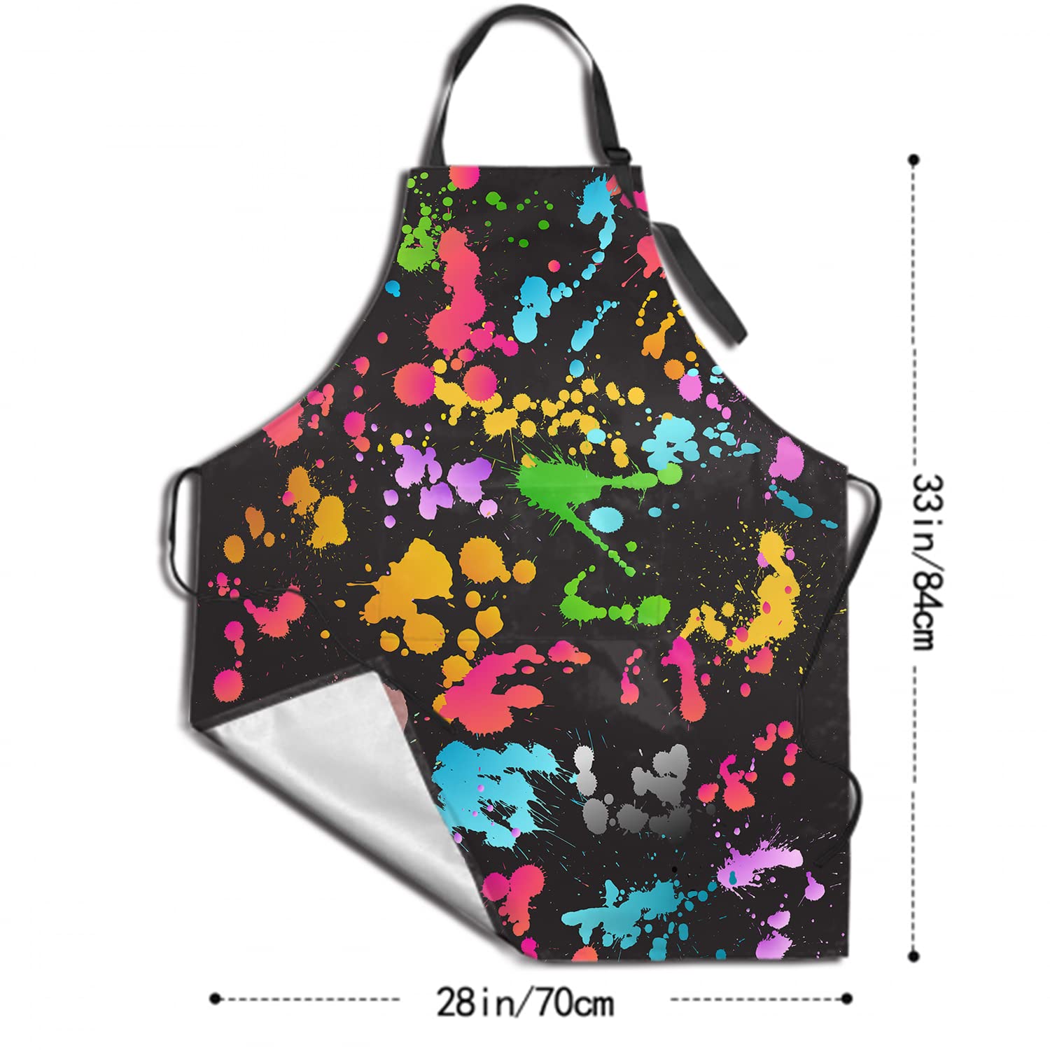 Sweetshow Artist Apron with 2 Pockets and Adjustable Neck Waterproof Colorful Painting Aprons Art Smock Oil Paint Aprons for Adults Women Men Painter Kitchen Cooking Baking Bistro Chef