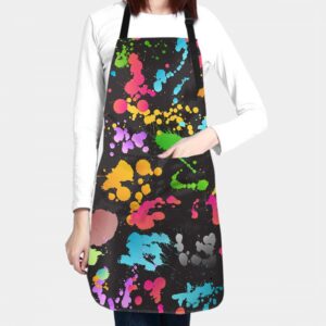 Sweetshow Artist Apron with 2 Pockets and Adjustable Neck Waterproof Colorful Painting Aprons Art Smock Oil Paint Aprons for Adults Women Men Painter Kitchen Cooking Baking Bistro Chef