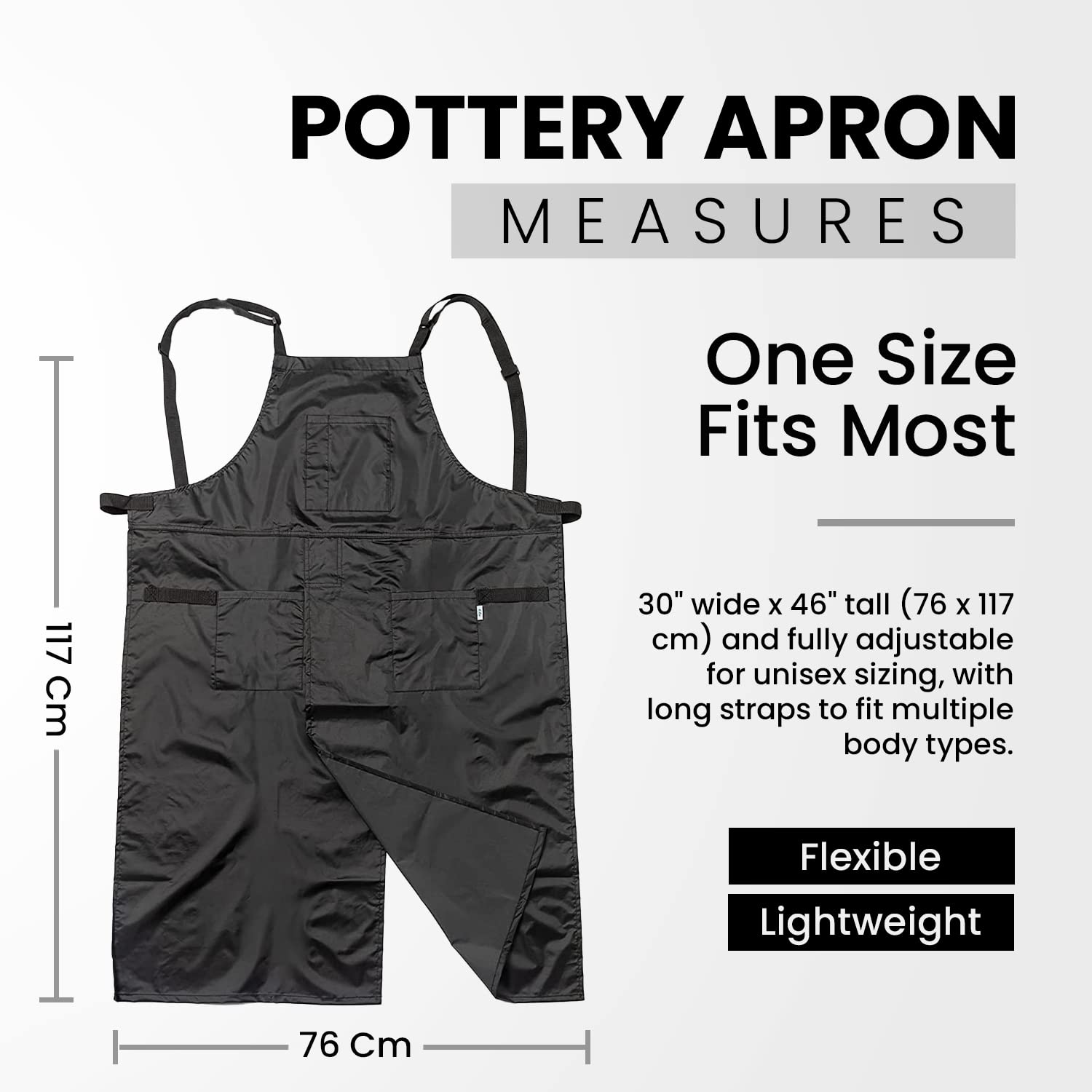 K-Rae Evolution Stay Dry Craft and Pottery Apron Split Leg, Full Coverage with Towel Loops, Water Proof Apron for Men & Women, Adjustable Split Leg Black Apron, Dirt, Oil and Chemical Resistant