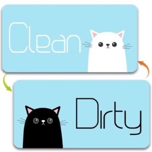 dishwasher magnet clean dirty sign, double sided strong clean dirty magnet for dishwasher, waterproof reversible dish washer cartoon cats dishwasher magnet and decor universal