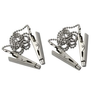 zyamy 2pcs dental bib clips metal napkin clip chain keep your napkin securely placed while dining, silver