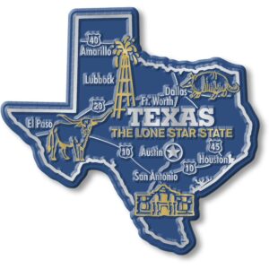 texas giant state magnet by classic magnets, 3.9" x 3.7", collectible souvenirs made in the usa