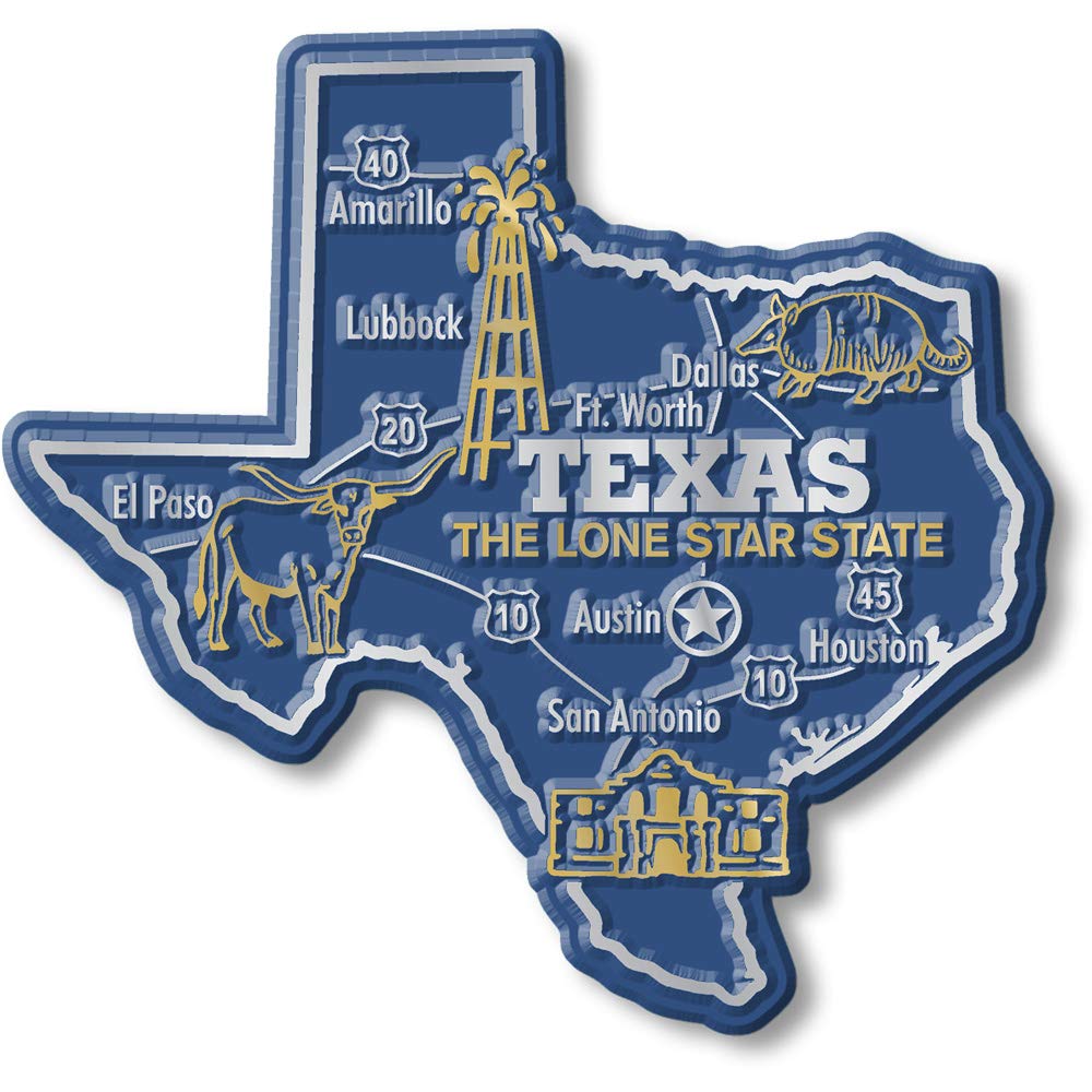 Texas Giant State Magnet by Classic Magnets, 3.9" x 3.7", Collectible Souvenirs Made in The USA