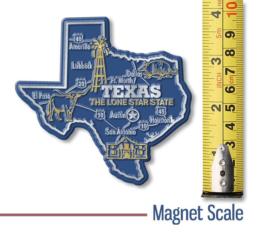 Texas Giant State Magnet by Classic Magnets, 3.9" x 3.7", Collectible Souvenirs Made in The USA