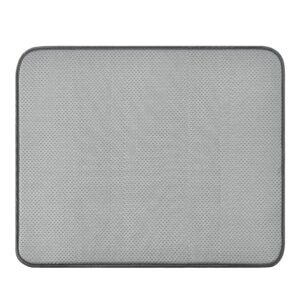 SUBEKYU Dish Drying Mat for Kitchen Counter, Microfiber Absorbent Dishes Drainer/Rack Pads under Sink, 19.6 by 16.1 inches, Set of 2, Grey, Ripple
