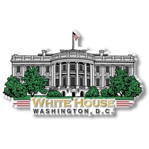white house magnet by classic magnets, washington d.c. series, collectible souvenirs made in the usa, 4.1" x 2.5"