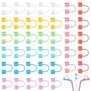 straw covers cap, benbo 40pcs colorful silicone straw tips lids protector cover reusable drinking straw cap toppers drinking straw plugs for 6-8 mm straws travel home outdoor, 8 colors