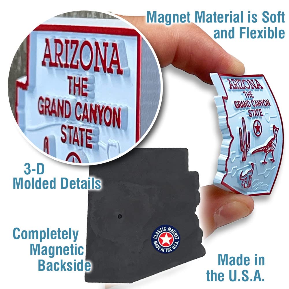 Arizona Small State Magnet by Classic Magnets, 1.7" x 1.9", Collectible Souvenirs Made in The USA