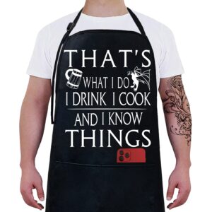 funny aprons for men,dad,boyfriend,husband,son,friends,him , wife,her,womens,fathers day mothers day gifts for mom,mens grilling accessories kitchen cooking bbq grill chef apron with 2 pockets apron