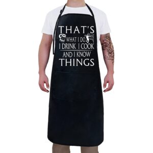 Funny Aprons for Men,Dad,Boyfriend,Husband,Son,Friends,Him , Wife,Her,Womens,Fathers Day Mothers Day Gifts for Mom,Mens Grilling Accessories Kitchen Cooking BBQ Grill Chef Apron With 2 Pockets Apron