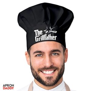 Chef Hat for Men - The Grillfather - Adjustable Funny Kitchen Cooking Hat for Dad Black