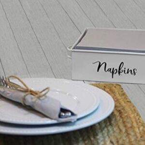 Home Acres Farmhouse Napkin Holders for Tables & Kitchen - Rustic Country Style Dispenser for Dinner Napkins - White