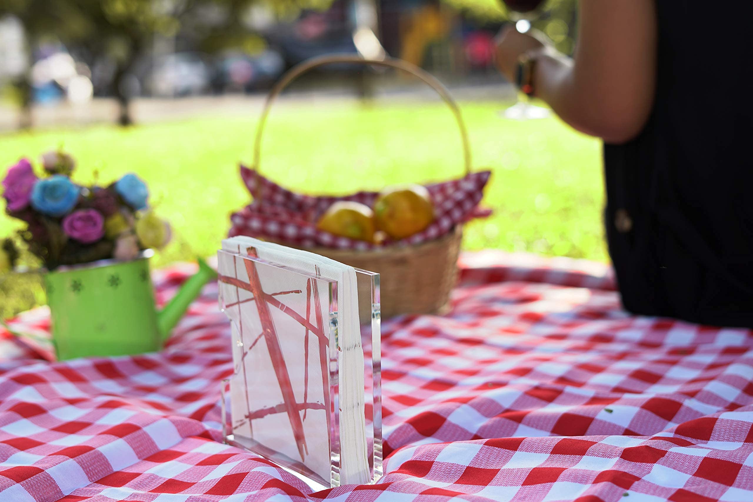 Acrylic Napkin Holder for Tables - Clear Napkin Holders For Wedding Lunch Dinner - Vertical Space Saving - Safe Sturdy - Modern Contemporary Elegant, 6.25 In x 6.25 In