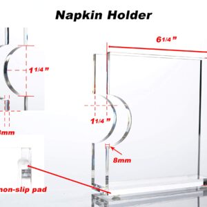 Acrylic Napkin Holder for Tables - Clear Napkin Holders For Wedding Lunch Dinner - Vertical Space Saving - Safe Sturdy - Modern Contemporary Elegant, 6.25 In x 6.25 In