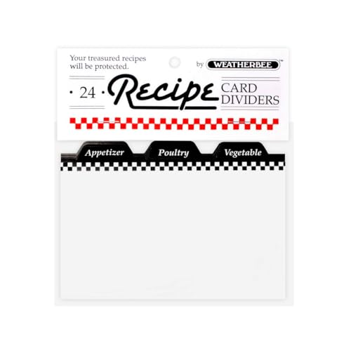 Weatherbee Preprinted Recipe Card Tab Dividers Set, 3-Inches x 5-Inches, Set of 24